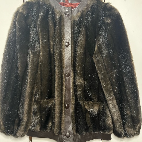 Faux Mink Fur And Real leather Coat - Picture 13 of 14